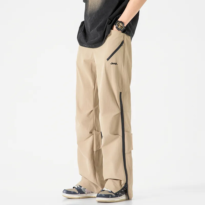 Jeep Individual Lace Up Straight Fit Casual Pants Unisex-134