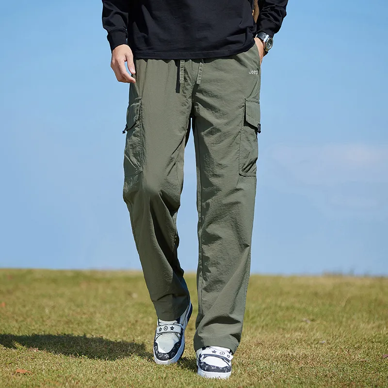 Jeep Loose Fit Straight Fit Draped Wide Leg Casual Pants Unisex-25