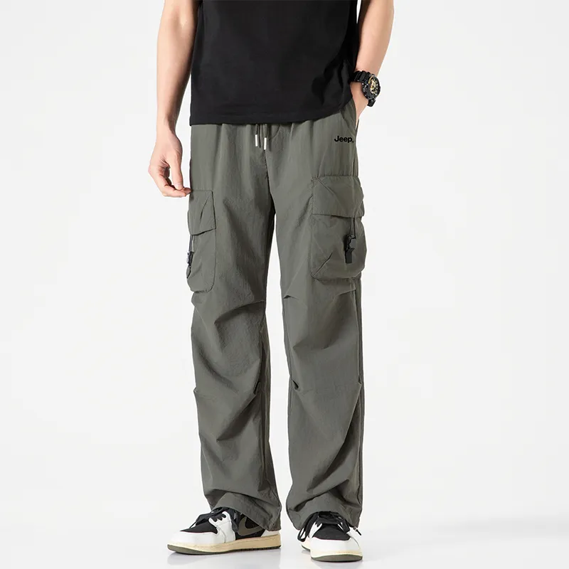 Jeep Individual Lace Up Straight Fit Casual Pants Unisex-92