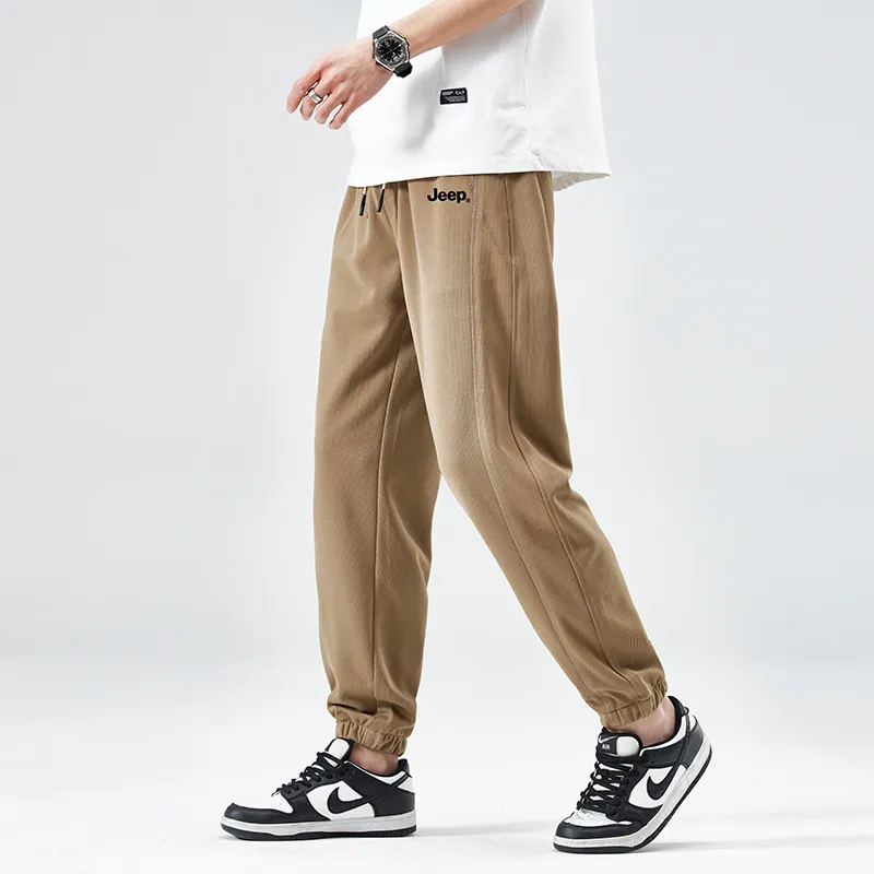 Jeep Elastic Straight Fit Elastic Cuff Lace Up Casual Pants Unisex-38