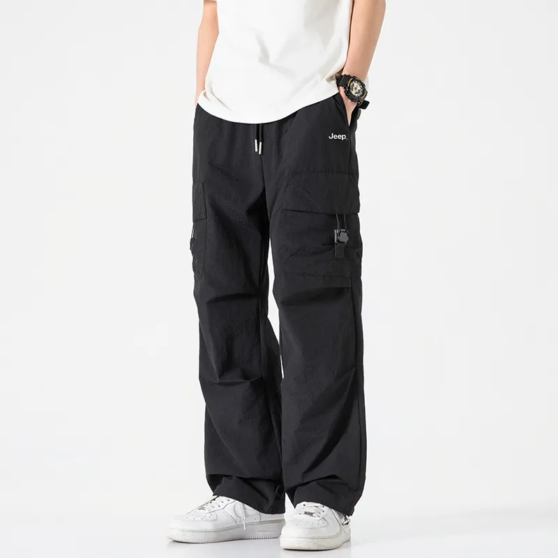 Jeep Individual Lace Up Straight Fit Casual Pants Unisex-119