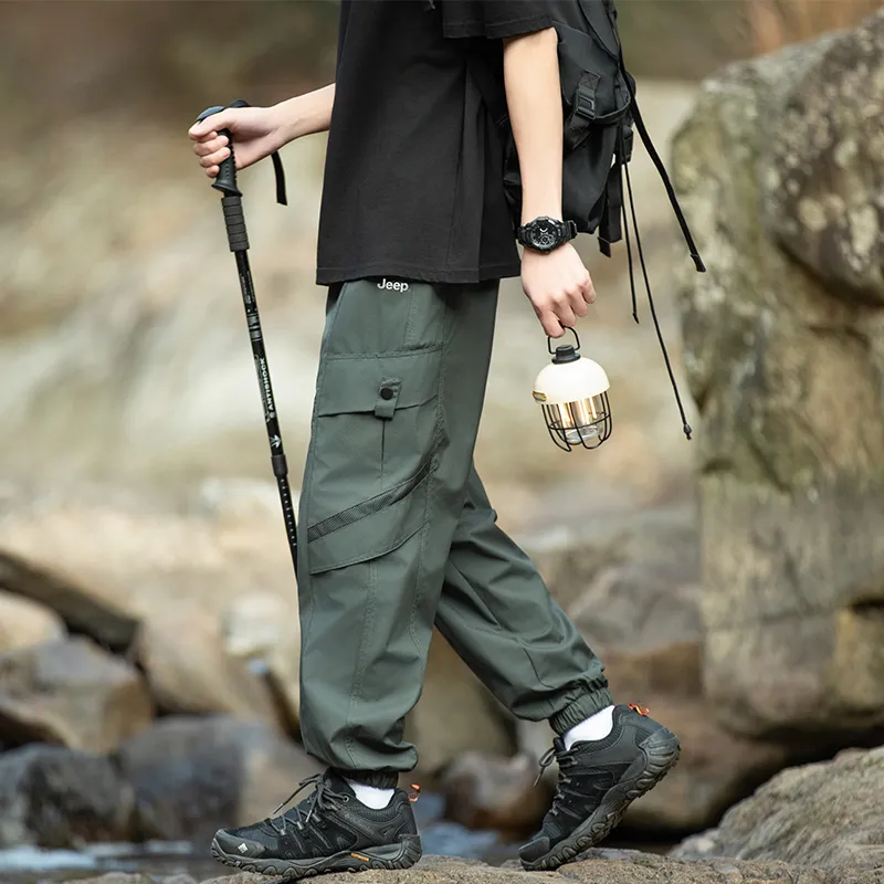 Jeep Elastic Cuff Loose Fit Workwear Sweatpants Casual Windbreaker Pants Unisex-13