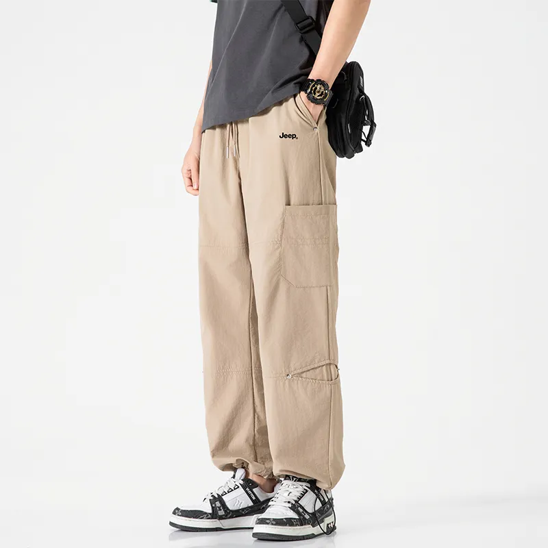 Jeep Individual Lace Up Straight Fit Casual Pants Unisex-58