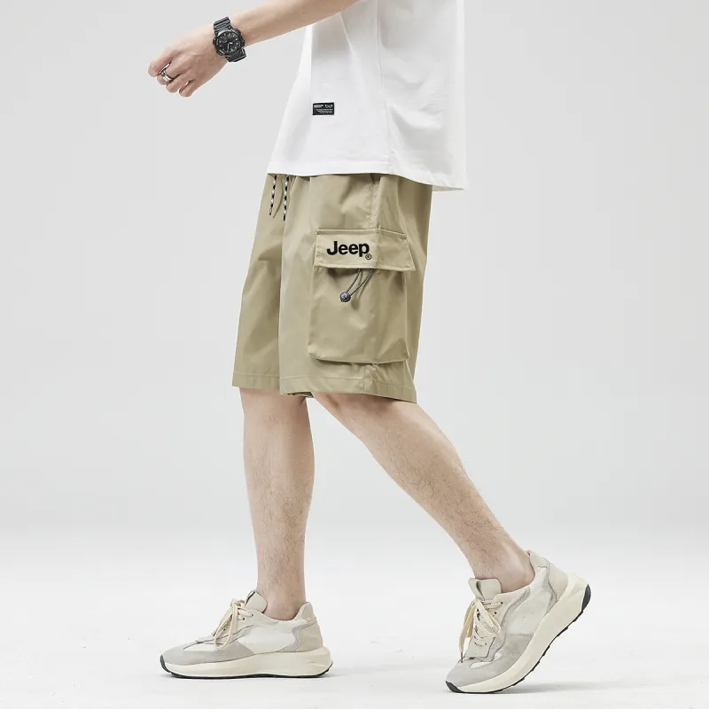 Jeep Lace Up Knee Length Quick Dry Casual Shorts Unisex-23