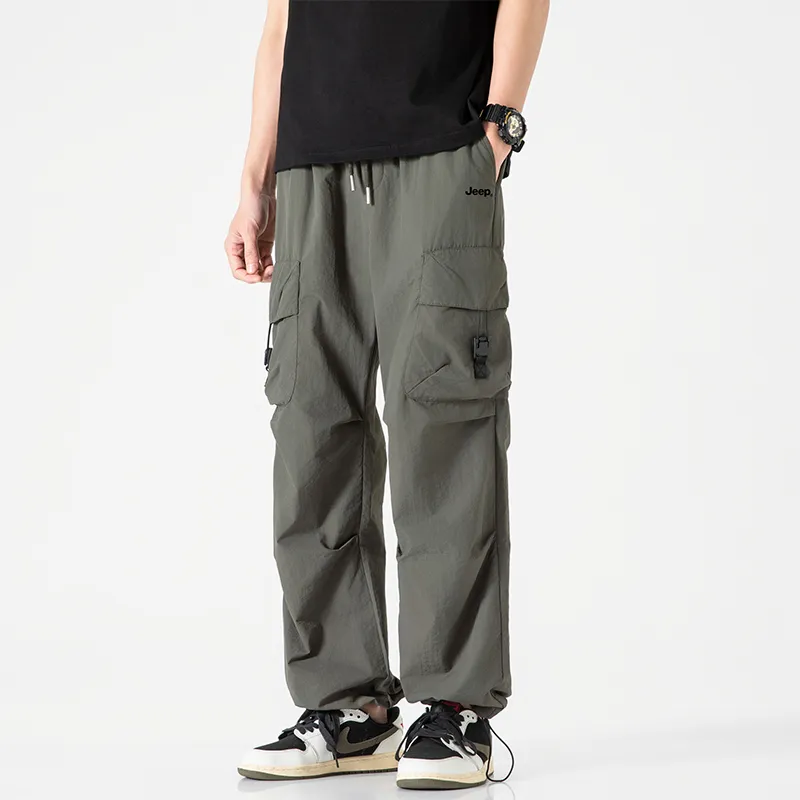 Jeep Individual Lace Up Straight Fit Casual Pants Unisex-99
