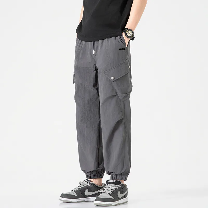 Jeep Individual Lace Up Straight Fit Casual Pants Unisex-32