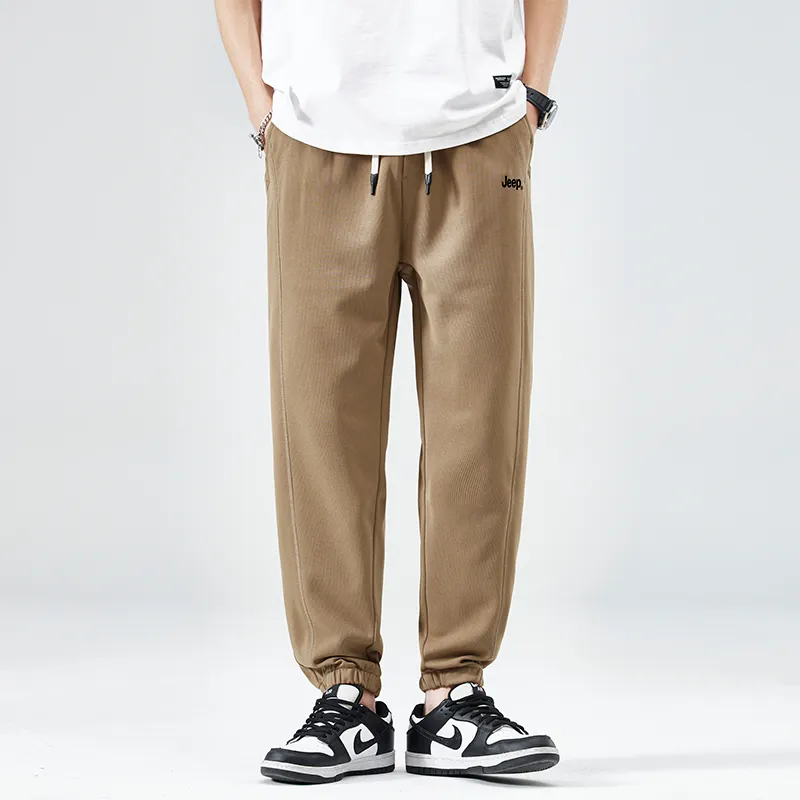 Jeep Elastic Straight Fit Elastic Cuff Lace Up Casual Pants Unisex-33