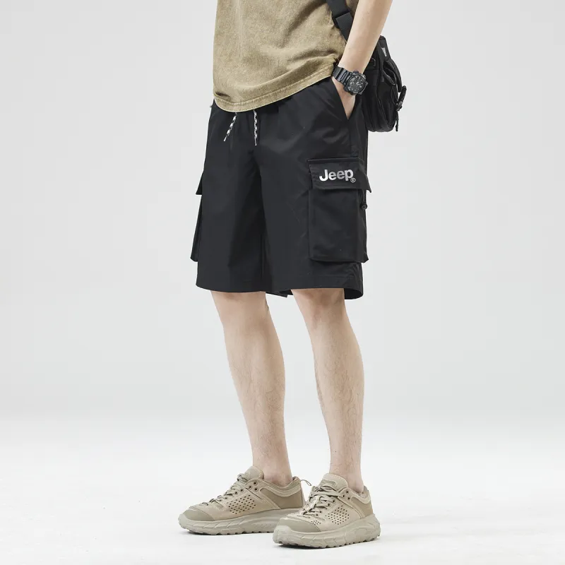 Jeep Lace Up Knee Length Quick Dry Casual Shorts Unisex-16