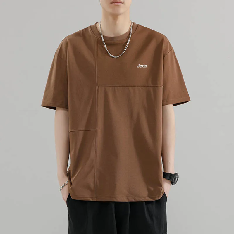 Jeep Casual Loose Fit Pullover Crew Neck Short Sleeved T Shirts Unisex-14