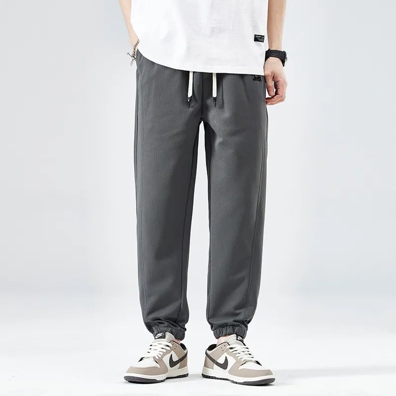 Jeep Elastic Straight Fit Elastic Cuff Lace Up Casual Pants Unisex-18