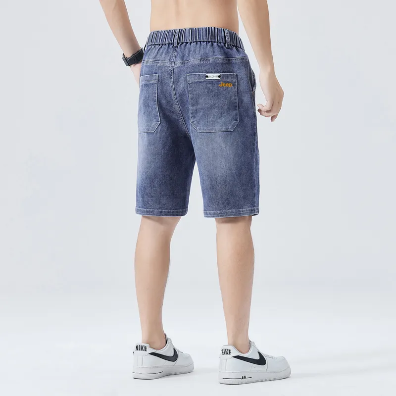 Jeep Lace Up Knee Length Denim Shorts Unisex-6