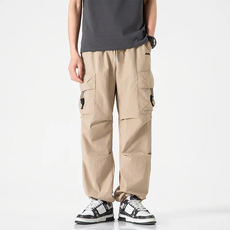 Jeep Individual Lace Up Straight Fit Casual Pants Unisex-108
