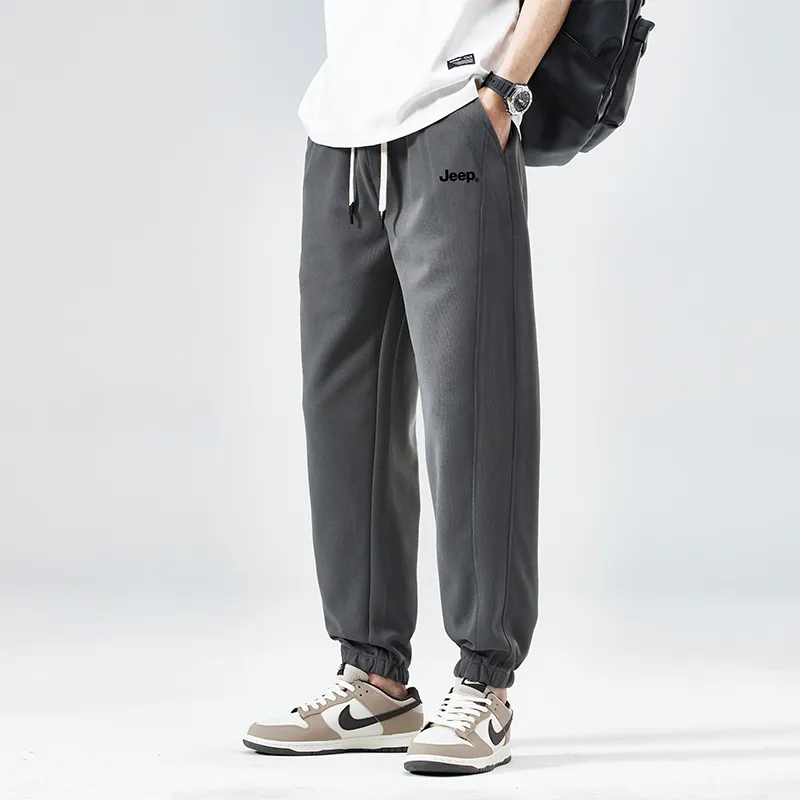 Jeep Elastic Straight Fit Elastic Cuff Lace Up Casual Pants Unisex-28