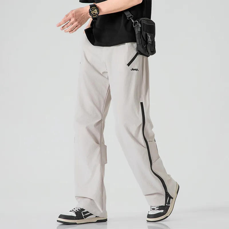 Jeep Individual Lace Up Straight Fit Casual Pants Unisex-128