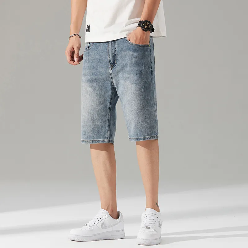 Jeep Casual Straight Fit Wide-Leg Micro-Stretch Denim Shorts Unisex-11