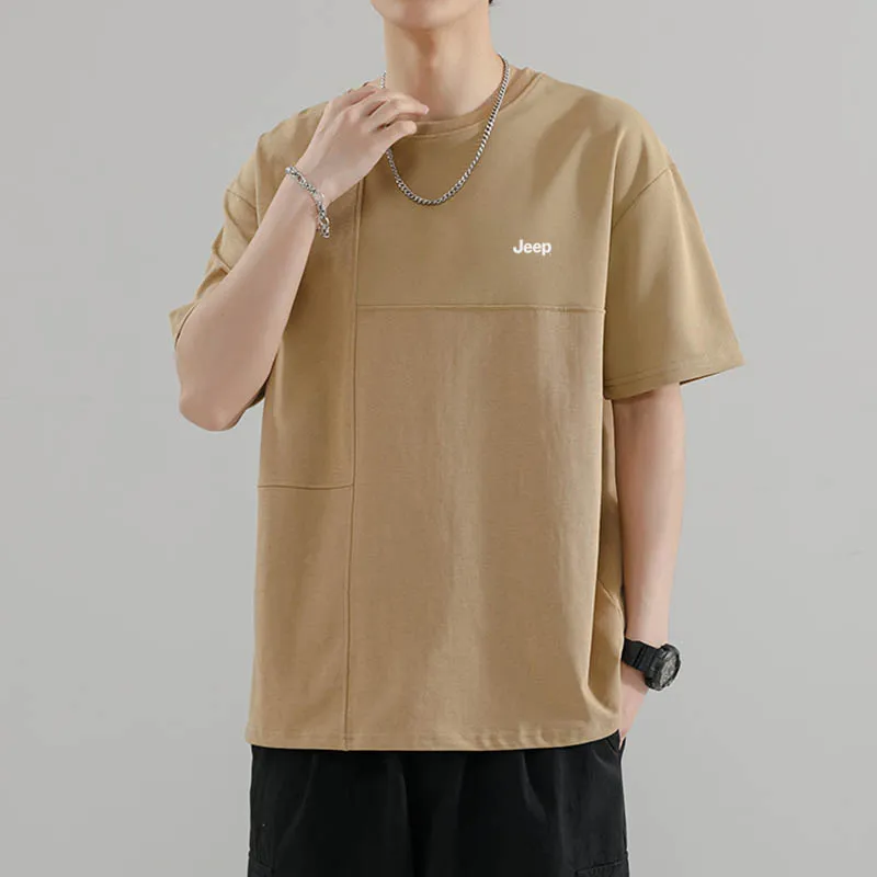 Jeep Casual Loose Fit Pullover Crew Neck Short Sleeved T Shirts Unisex-7
