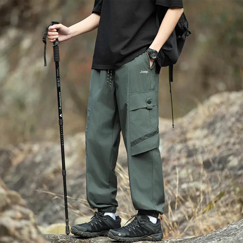 Jeep Elastic Cuff Loose Fit Workwear Sweatpants Casual Windbreaker Pants Unisex-9
