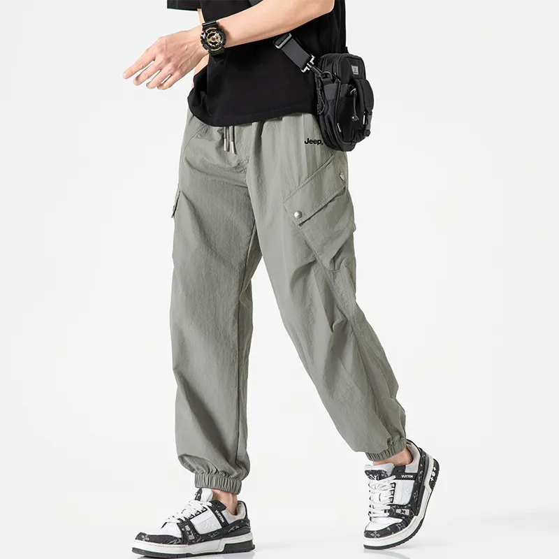 Jeep Individual Lace Up Straight Fit Casual Pants Unisex-7