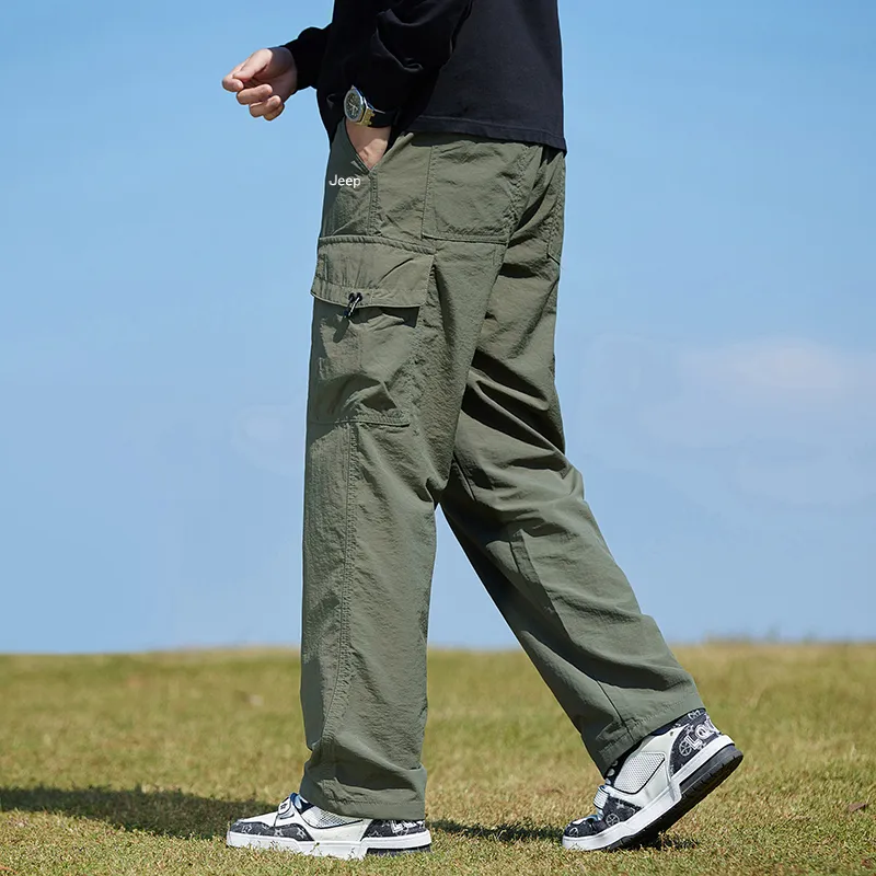 Jeep Loose Fit Straight Fit Draped Wide Leg Casual Pants Unisex-24