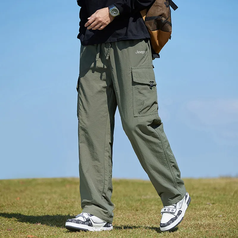 Jeep Loose Fit Straight Fit Draped Wide Leg Casual Pants Unisex-26