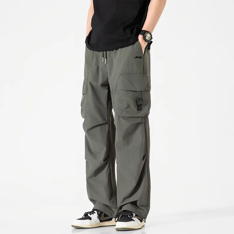 Jeep Individual Lace Up Straight Fit Casual Pants Unisex-93