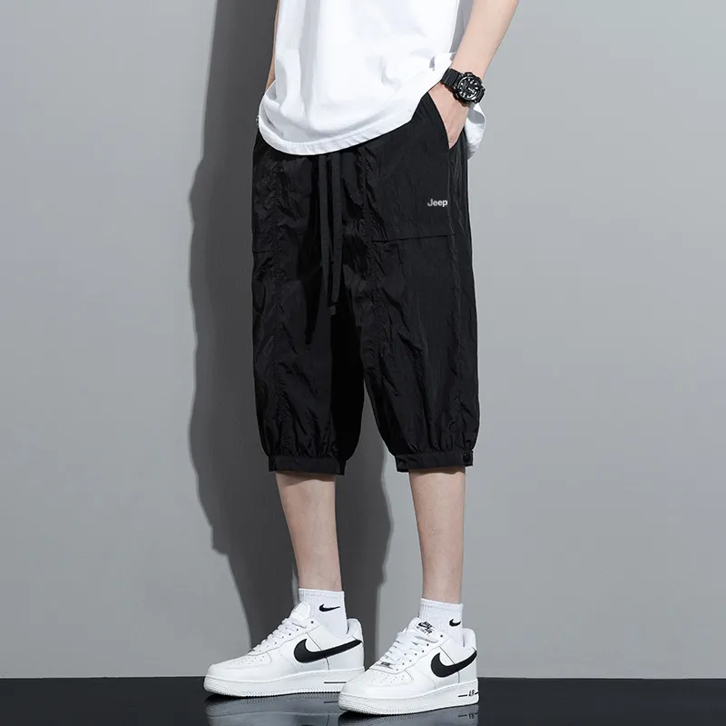 Jeep Mid Rise Lace Up 7/8 Casual Shorts Unisex-14