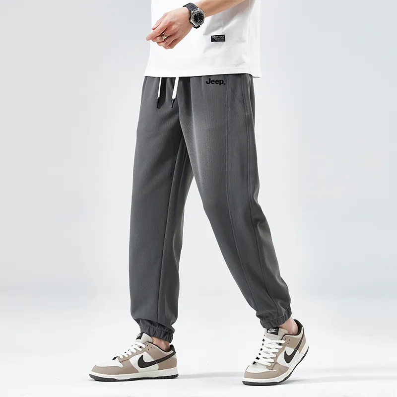 Jeep Elastic Straight Fit Elastic Cuff Lace Up Casual Pants Unisex-25