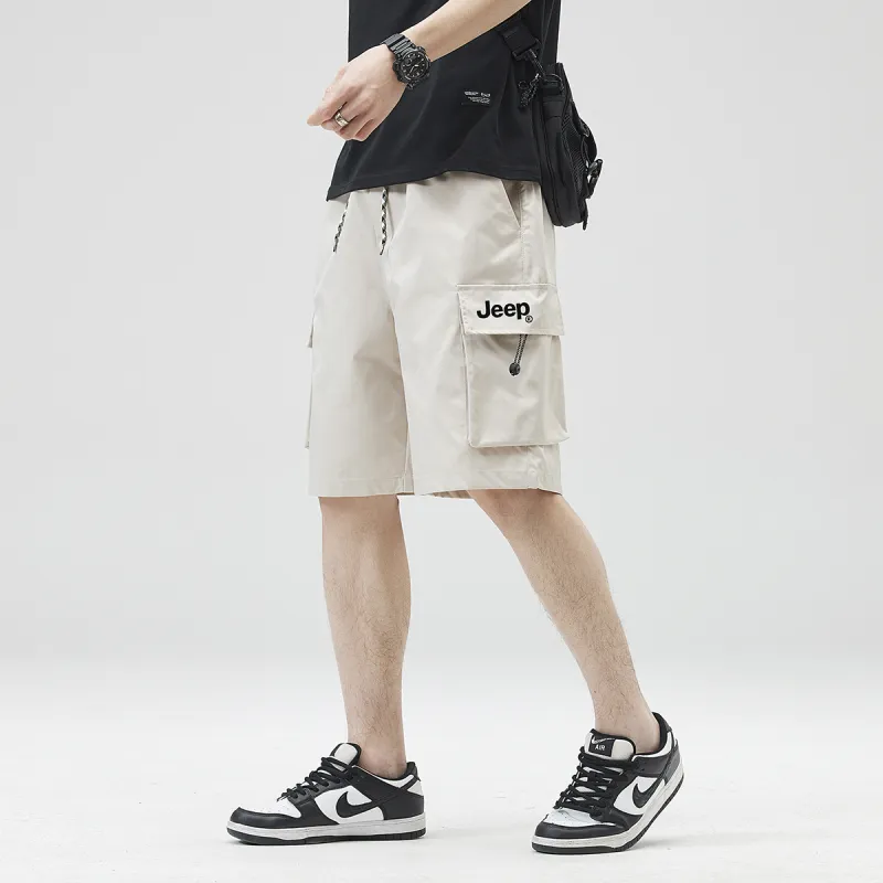 Jeep Lace Up Knee Length Quick Dry Casual Shorts Unisex-12