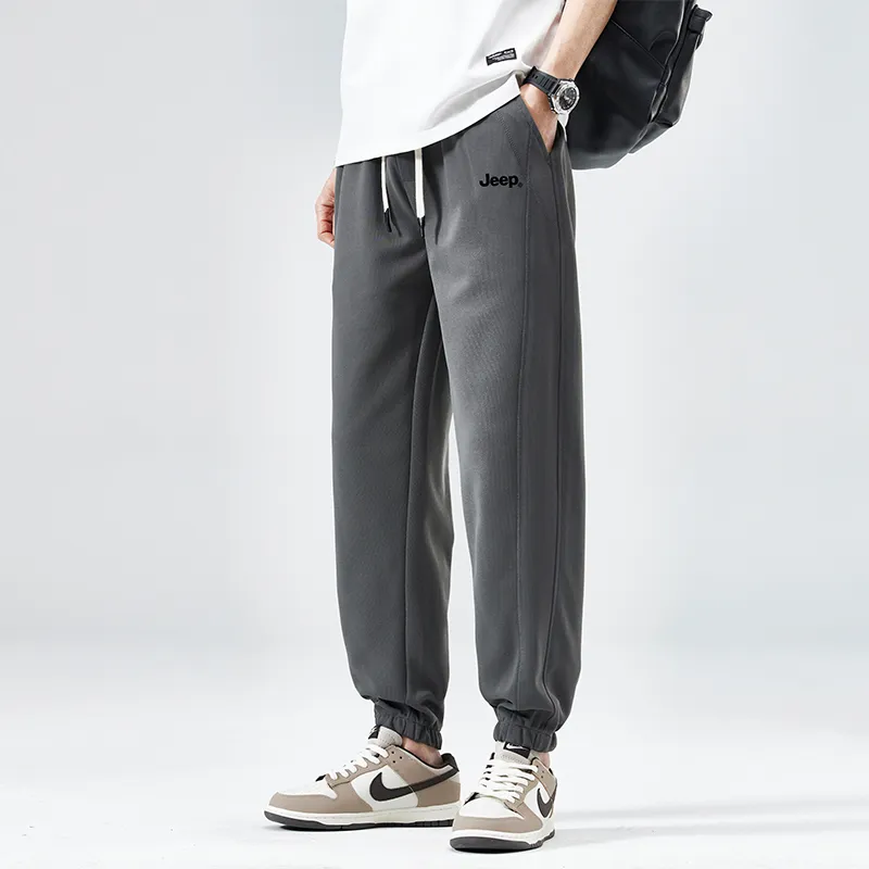 Jeep Elastic Straight Fit Elastic Cuff Lace Up Casual Pants Unisex-29