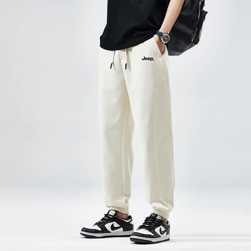 Jeep Elastic Straight Fit Elastic Cuff Lace Up Casual Pants Unisex-14