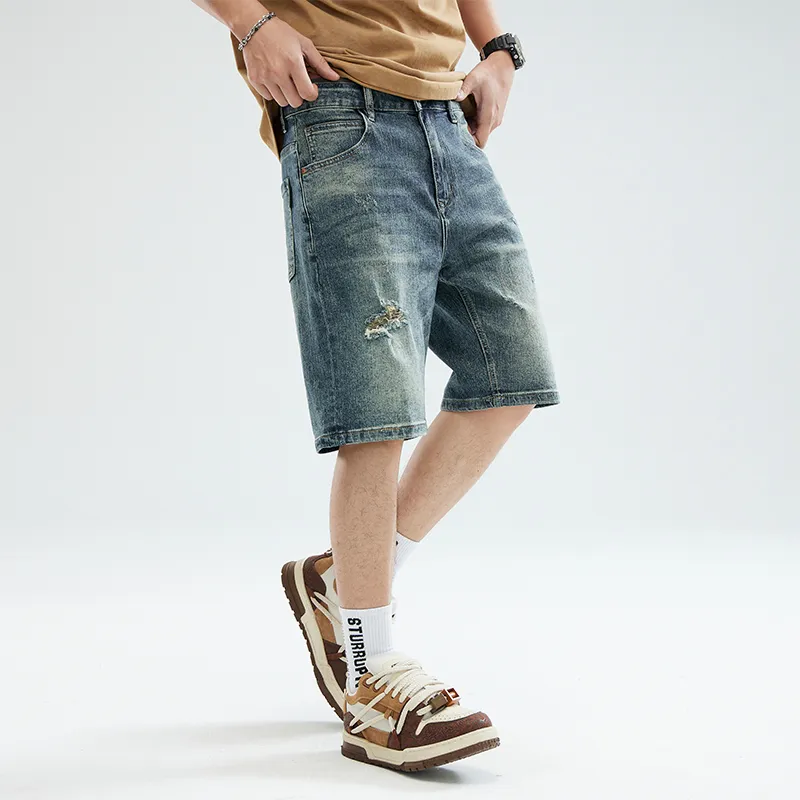 Jeep Casual Straight Fit Wide-Leg Micro-Stretch Denim Shorts Unisex-15