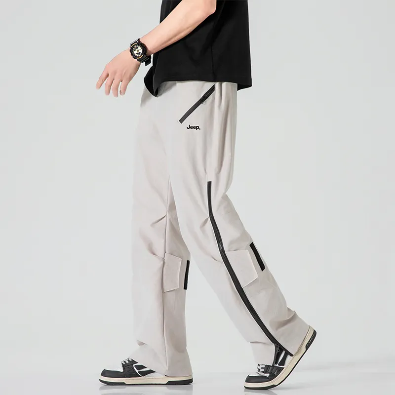 Jeep Individual Lace Up Straight Fit Casual Pants Unisex-129