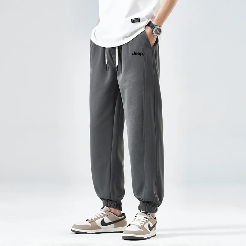 Jeep Elastic Straight Fit Elastic Cuff Lace Up Casual Pants Unisex-24