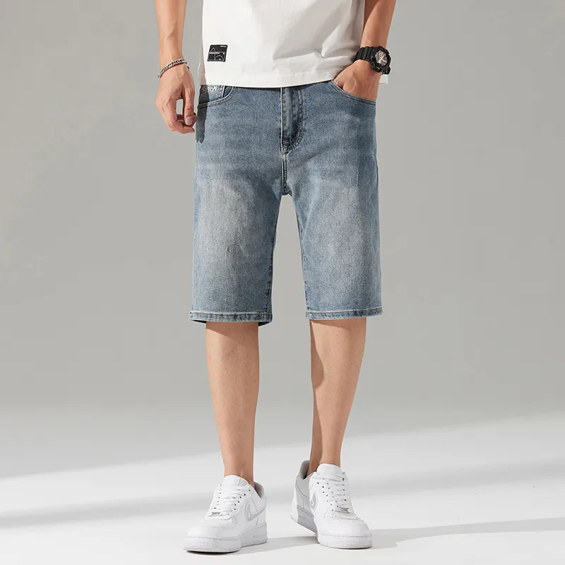 Jeep Casual Straight Fit Wide-Leg Micro-Stretch Denim Shorts Unisex-9