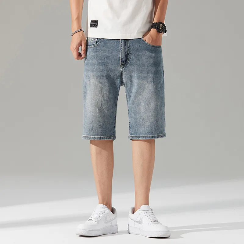 Jeep Casual Straight Fit Wide-Leg Micro-Stretch Denim Shorts Unisex-8
