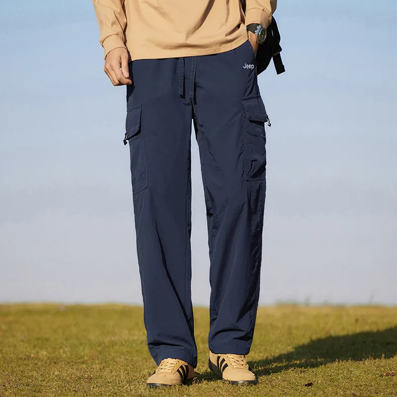 Jeep Loose Fit Straight Fit Draped Wide Leg Casual Pants Unisex-13