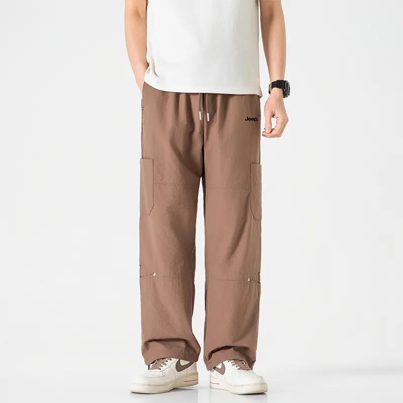 Jeep Individual Lace Up Straight Fit Casual Pants Unisex-62