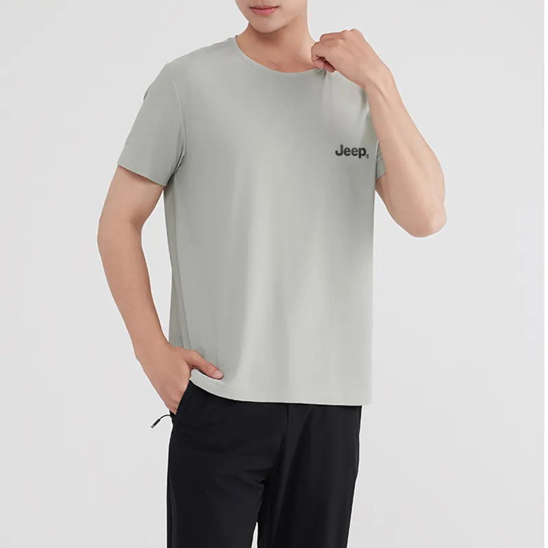 Jeep Summer Sports Running Loose Fit Crew Neck Breathable Drop Shoulder Short Sleeved T Shirts Unisex-18