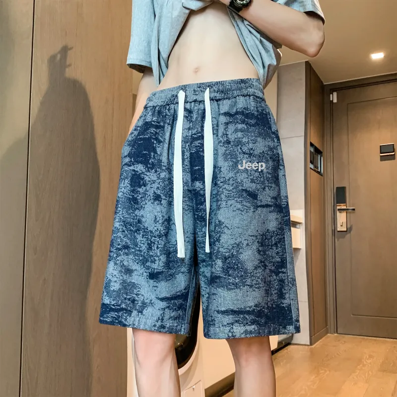 Jeep Casual Loose Fit Mid Rise Denim Shorts Unisex-12