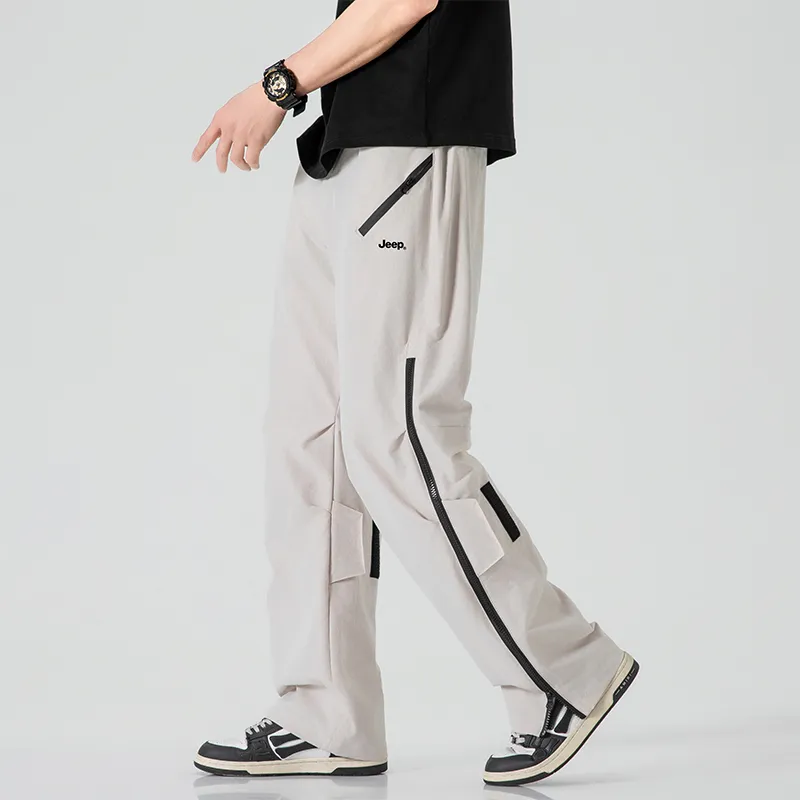 Jeep Individual Lace Up Straight Fit Casual Pants Unisex-125