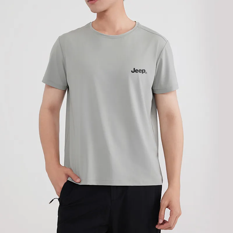 Jeep Summer Sports Running Loose Fit Crew Neck Breathable Drop Shoulder Short Sleeved T Shirts Unisex-21