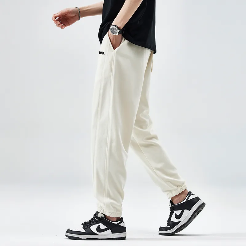 Jeep Elastic Straight Fit Elastic Cuff Lace Up Casual Pants Unisex-11