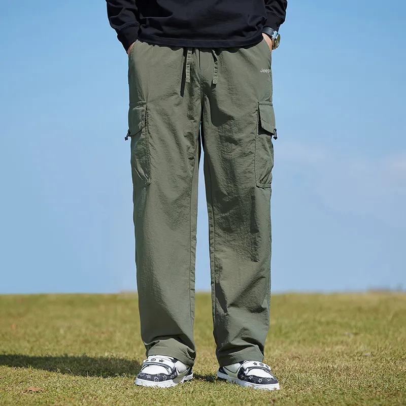 Jeep Loose Fit Straight Fit Draped Wide Leg Casual Pants Unisex-23