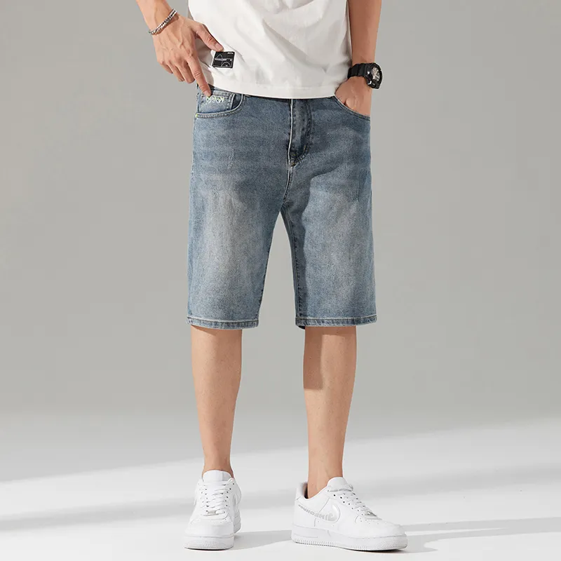 Jeep Casual Straight Fit Wide-Leg Micro-Stretch Denim Shorts Unisex-10