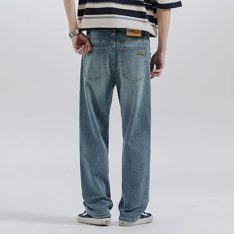 Jeep Straight Fit Draped Washable Jeans Unisex Light Blue-18