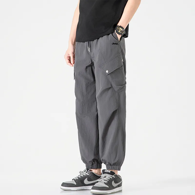 Jeep Individual Lace Up Straight Fit Casual Pants Unisex-37