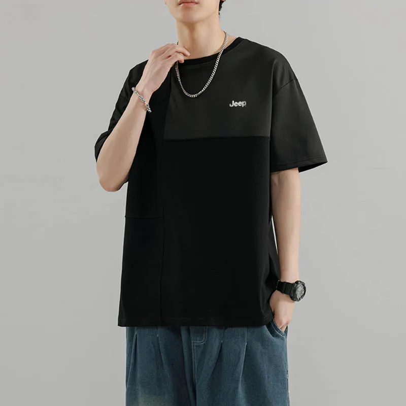 Jeep Casual Loose Fit Pullover Crew Neck Short Sleeved T Shirts Unisex-11