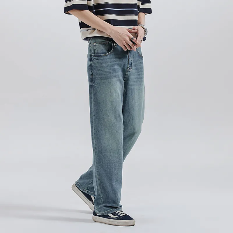 Jeep Straight Fit Draped Washable Jeans Unisex Light Blue-17