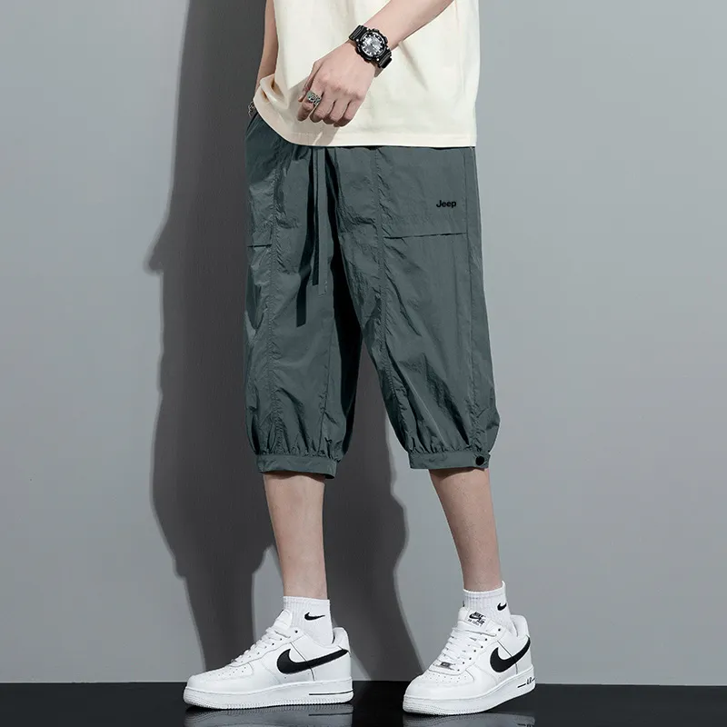 Jeep Mid Rise Lace Up 7/8 Casual Shorts Unisex-8