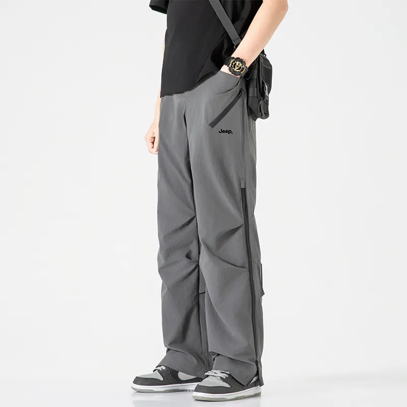 Jeep Individual Lace Up Straight Fit Casual Pants Unisex-158